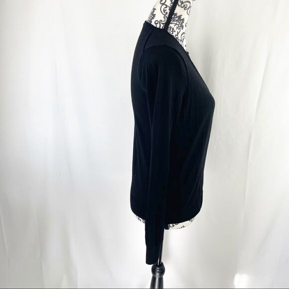 Theory Wool & Silk Faux Wrap Black Sweater - Picture 4 of 8